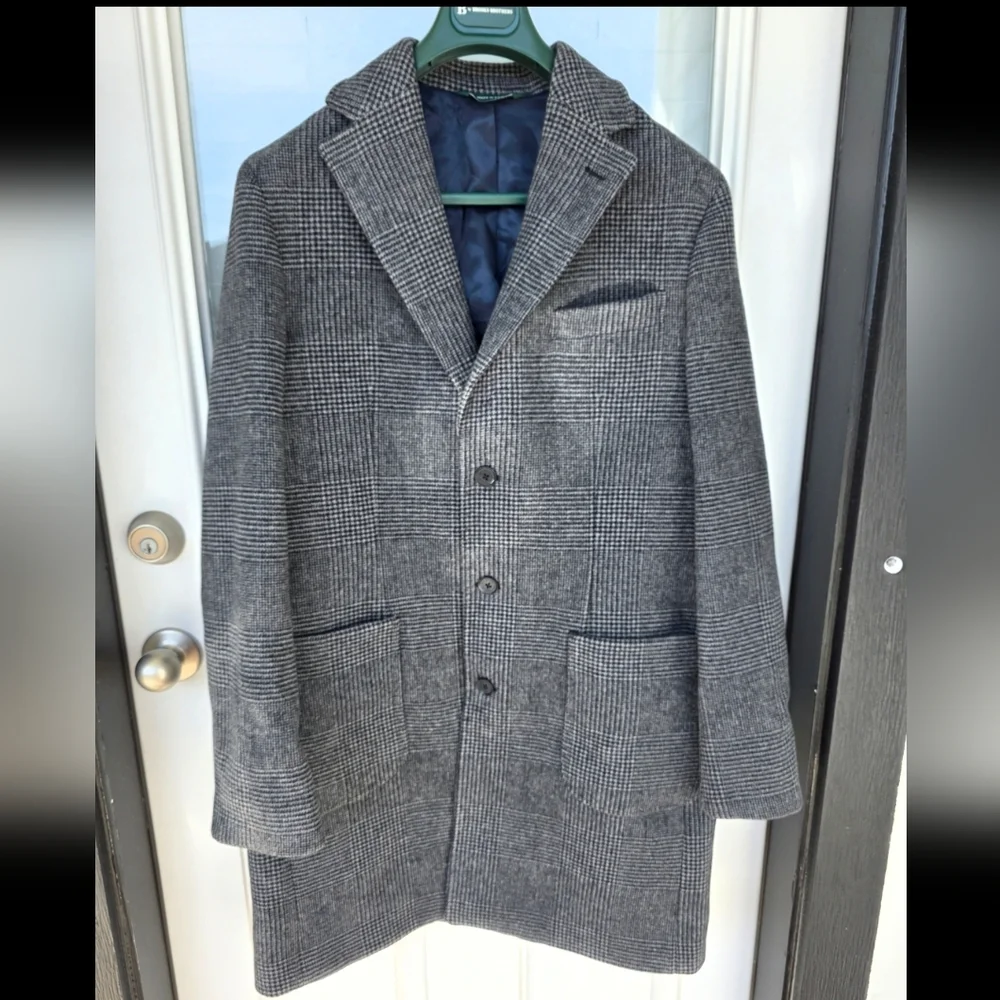 $495 B by Brooks Brothers Men's Plaid Wool Double-Face Overcoat Jacket Size 40R - Picture 3 of 13